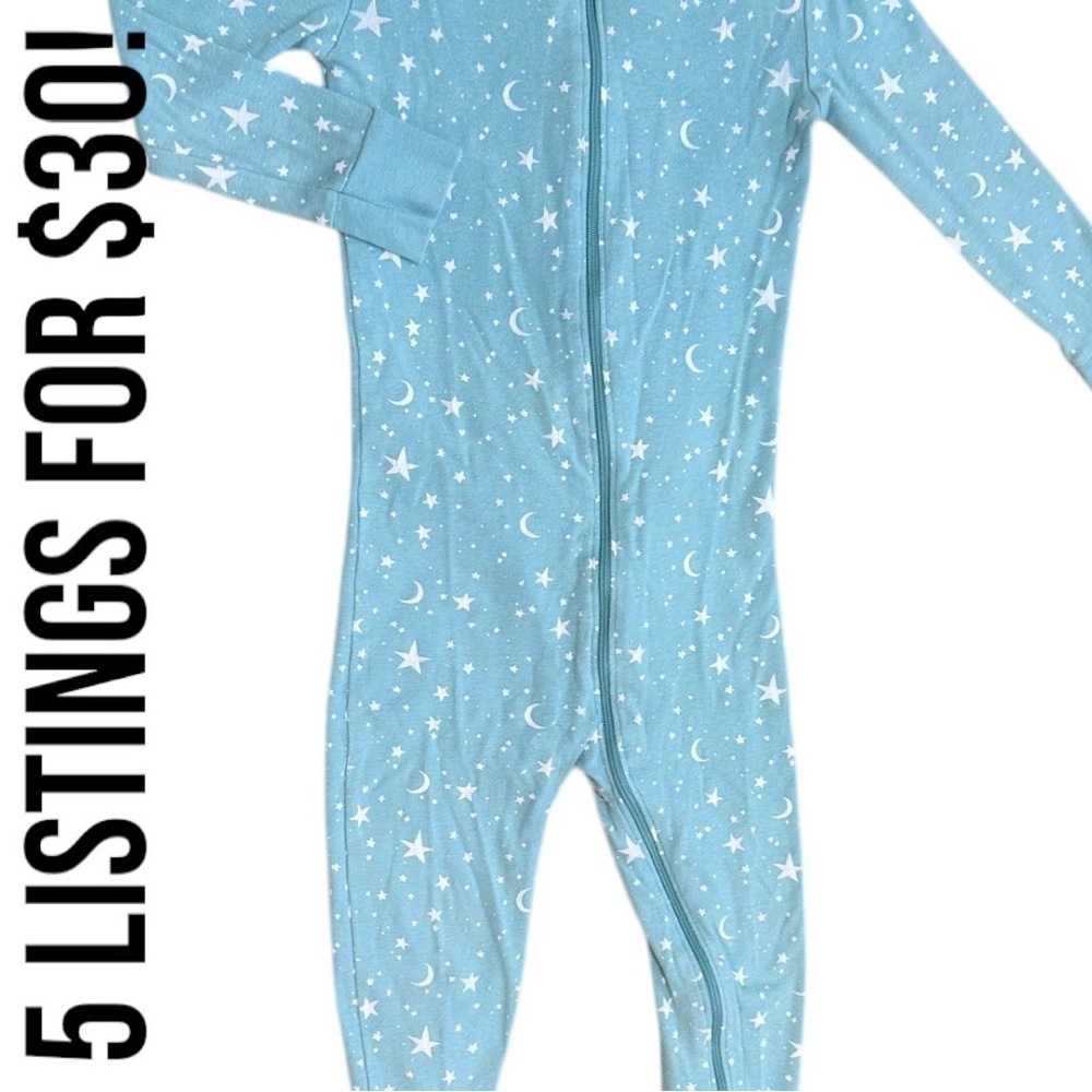 Old Navy Toddler Girl Star Print Zip Footie Pajamas Blue Starry Kids One Piece - Picture 8 of 11